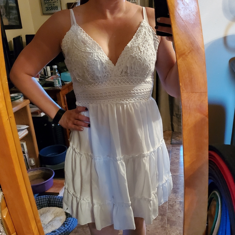 White summer boho sun dress